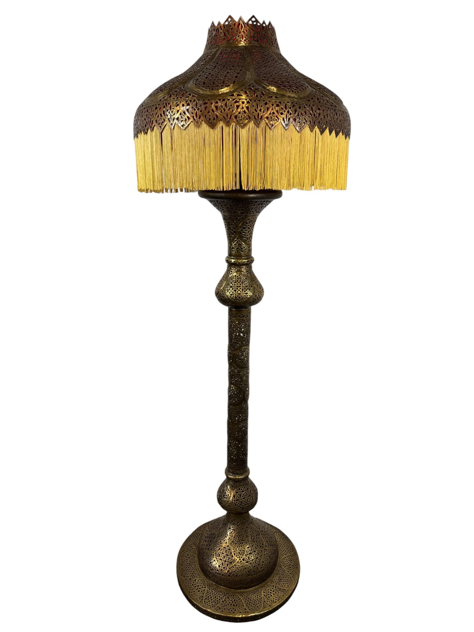 Huge Moorish Style Brass Filigree Beaded Floor Lamp (1 of 8)