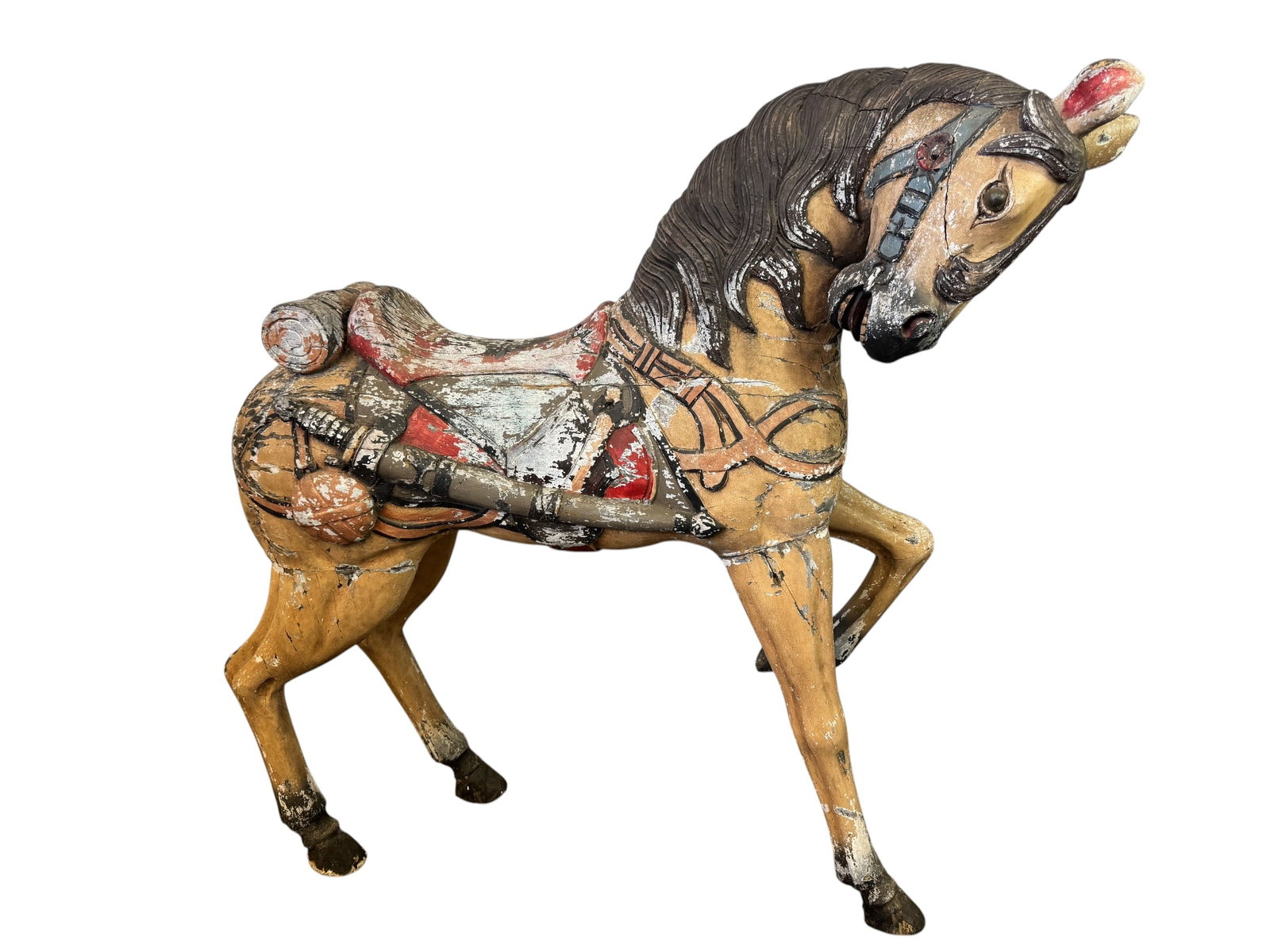 Huge Hand Painted Carved Wood Carousel Horse (1 of 12)