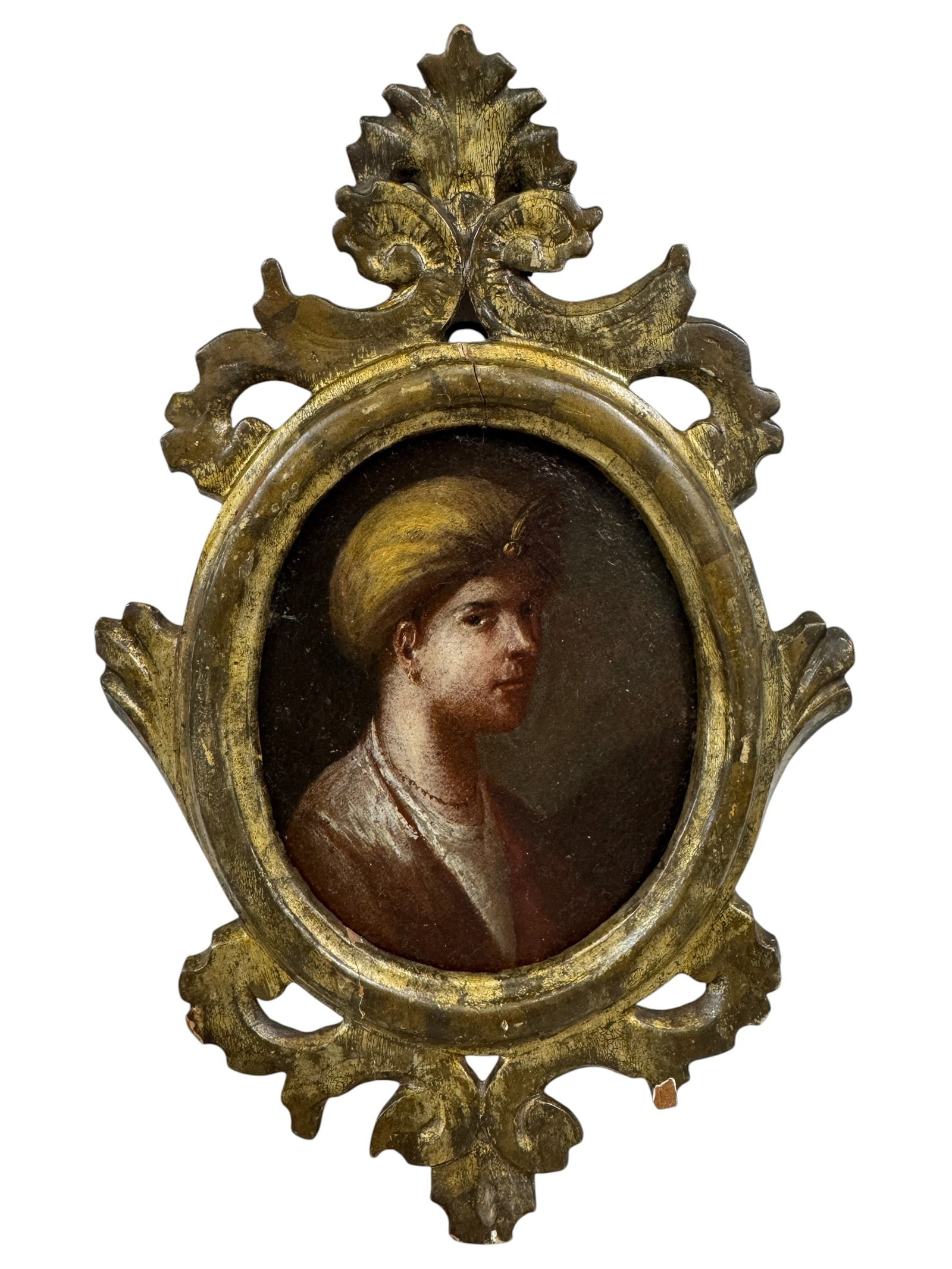 Antique Portrait of Sultan Man w/ Turban Original Oil Painting (1 of 5)