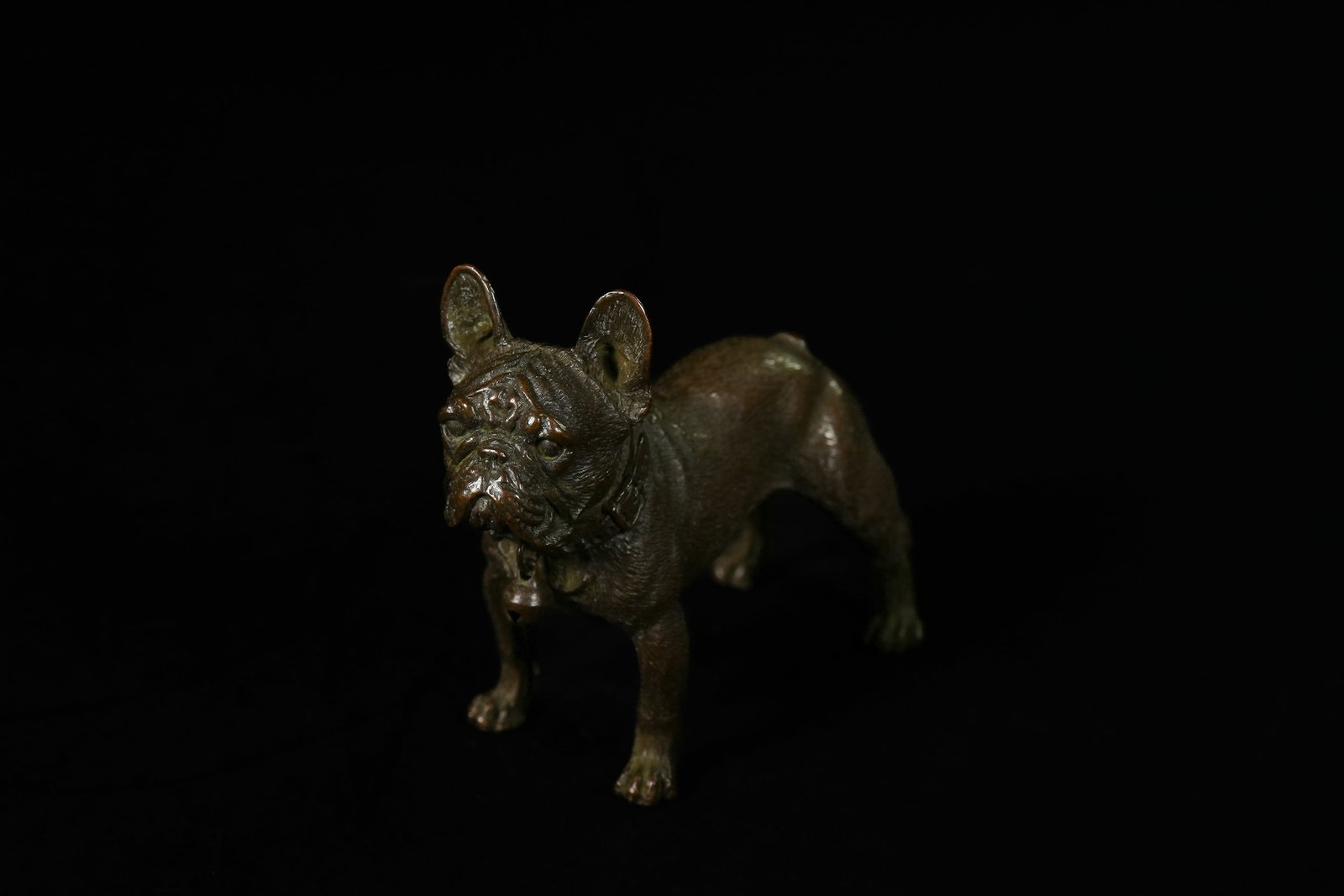 A Japanese Bronze Model of a French Bulldog. (1 of 5)