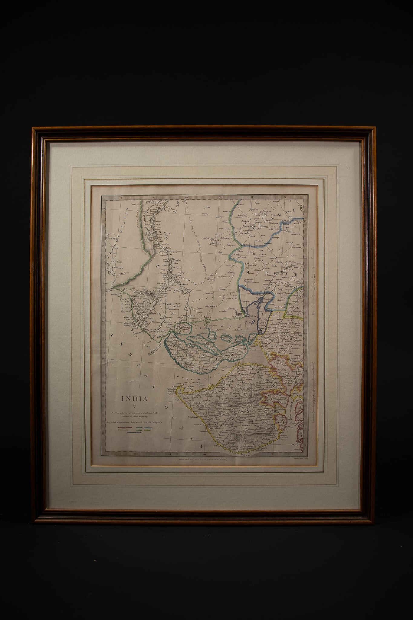 An Engraved Map of Gujarat and Cutch, "INDIA V, ", by J. & C. Walker, Published by Baldwin & (1 of 6)