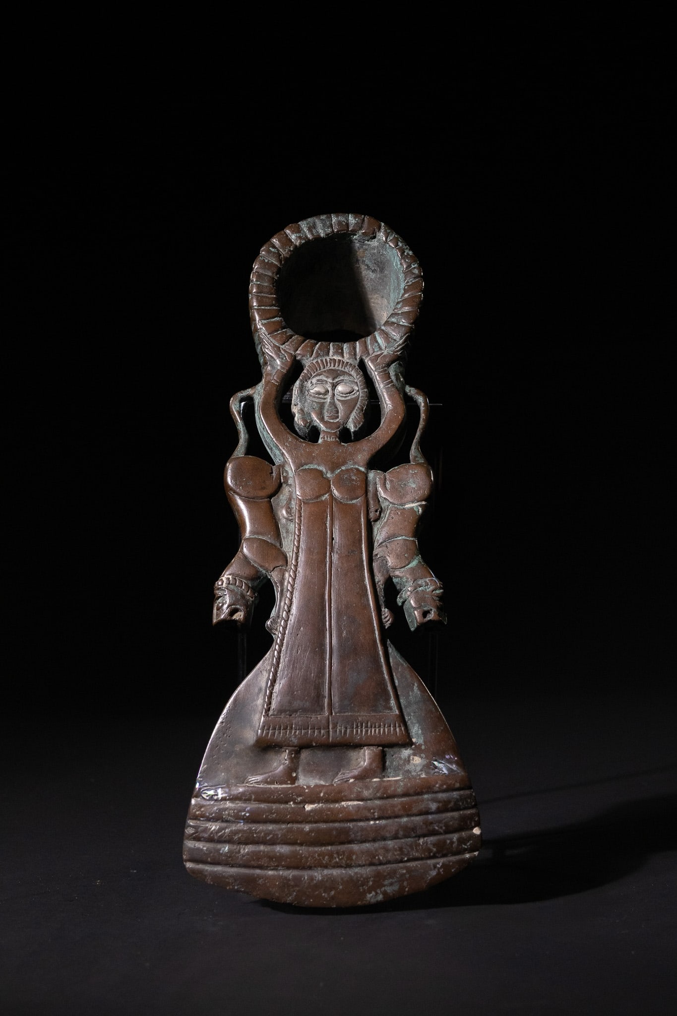 A Mesopotamian-Style Silver-Inlaid Bronze Axe Head with Female Deity Relief, Possibly 3rd Millennium (1 of 5)