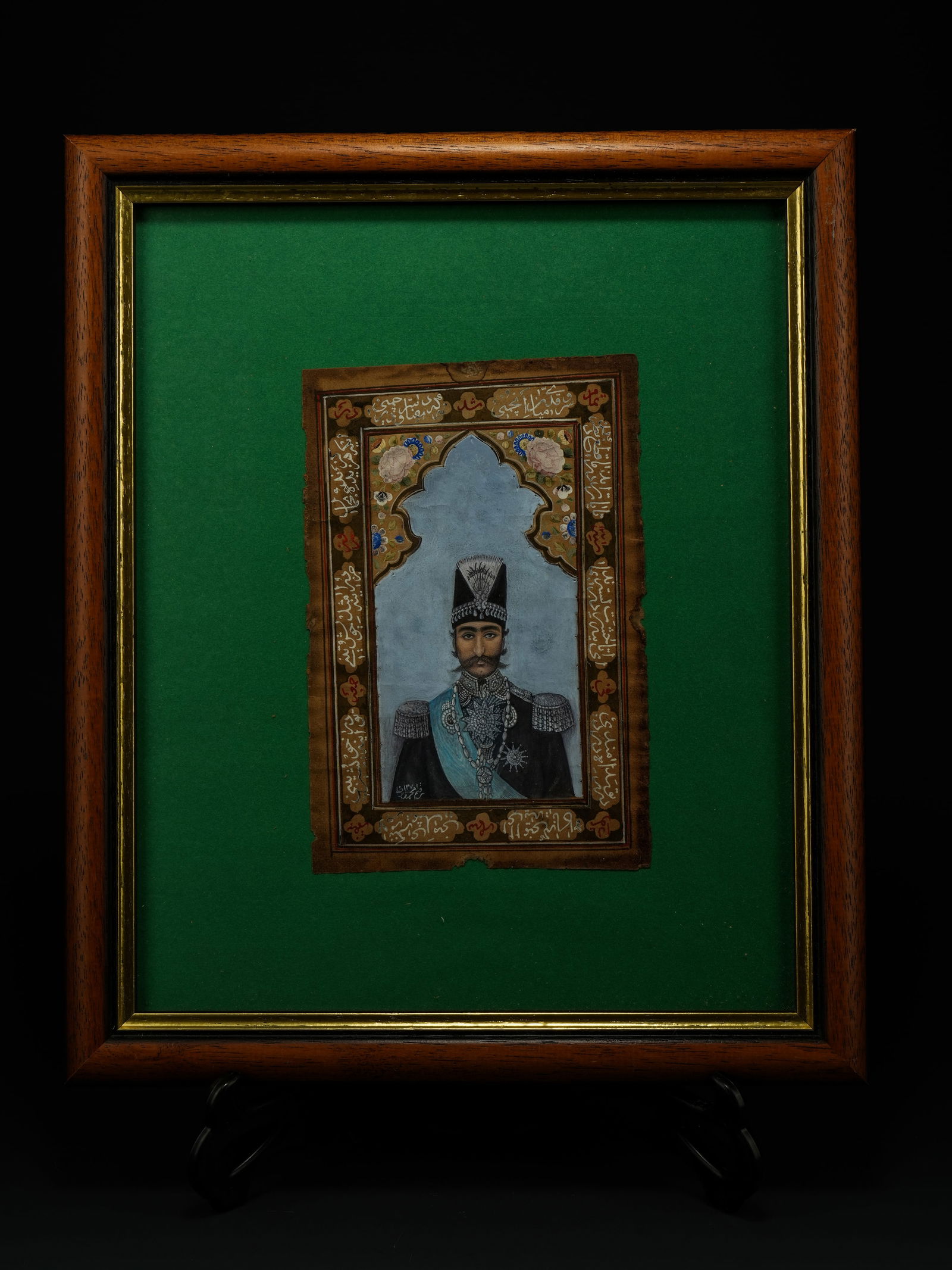A Qajar Court Portrait of a Mustachioed Nobleman, Persia, 19th Century. (1 of 2)
