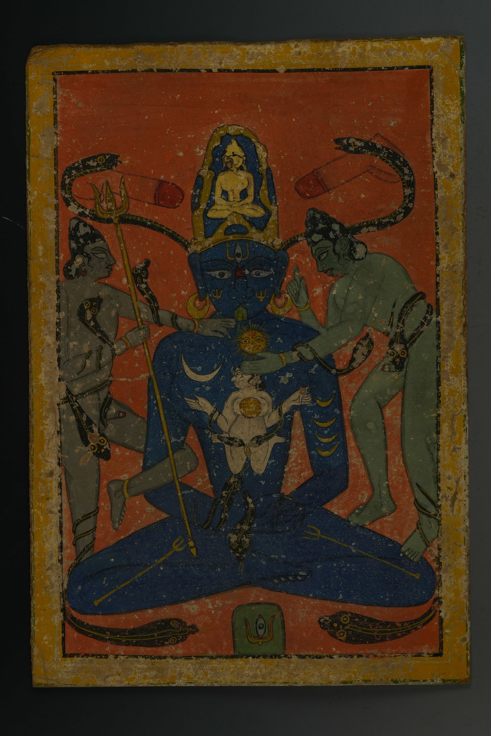 An Indian Kundalini Tantric Painting of a Blue Deity, 18th Century or Later. (1 of 1)