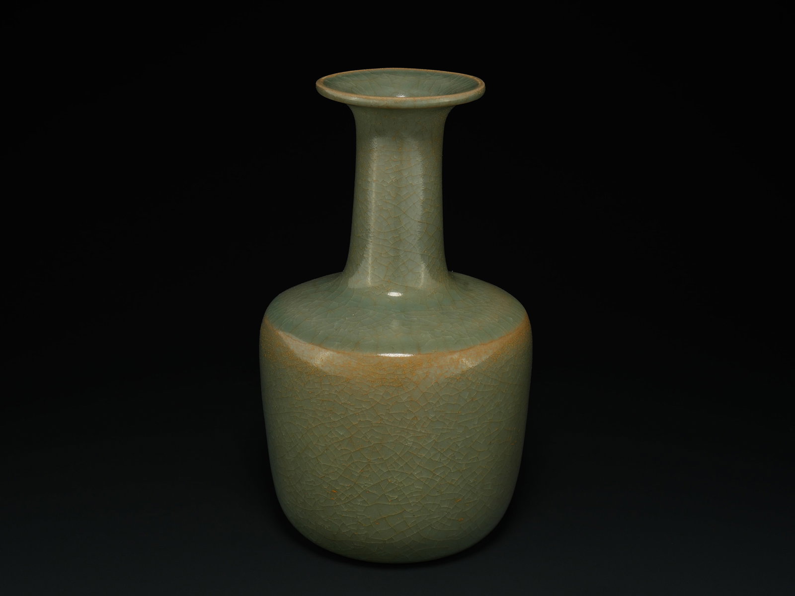 A Chinese Longquan-Style Celadon Glazed Bottle Vase. (1 of 3)