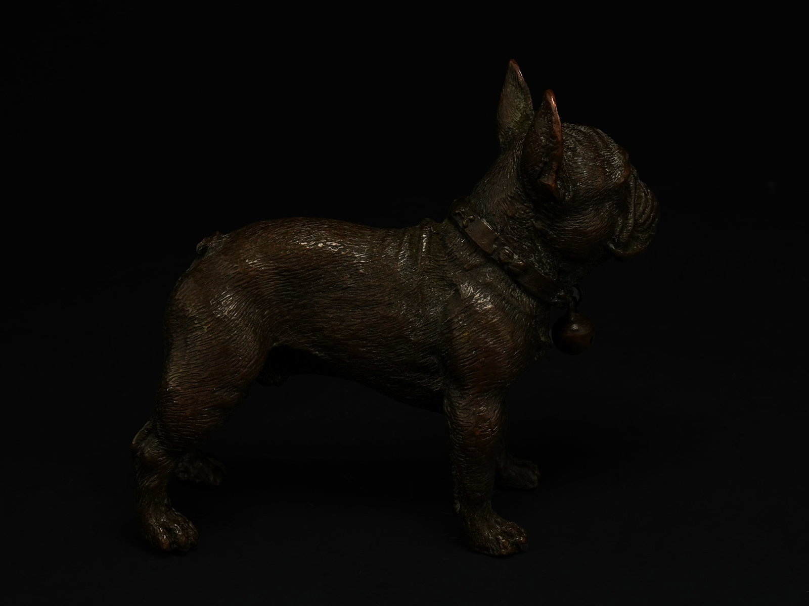 A Japanese Bronze Figure of a French Bulldog. - 2