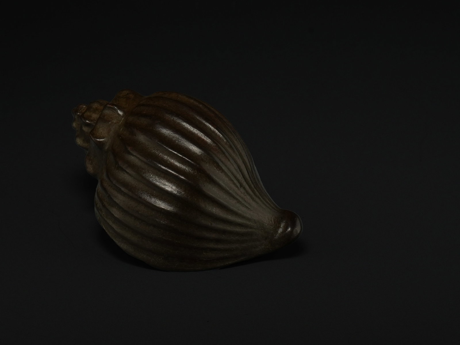 A Japanese Bronze Okimono in the Form of a Conch Shell. (1 of 3)