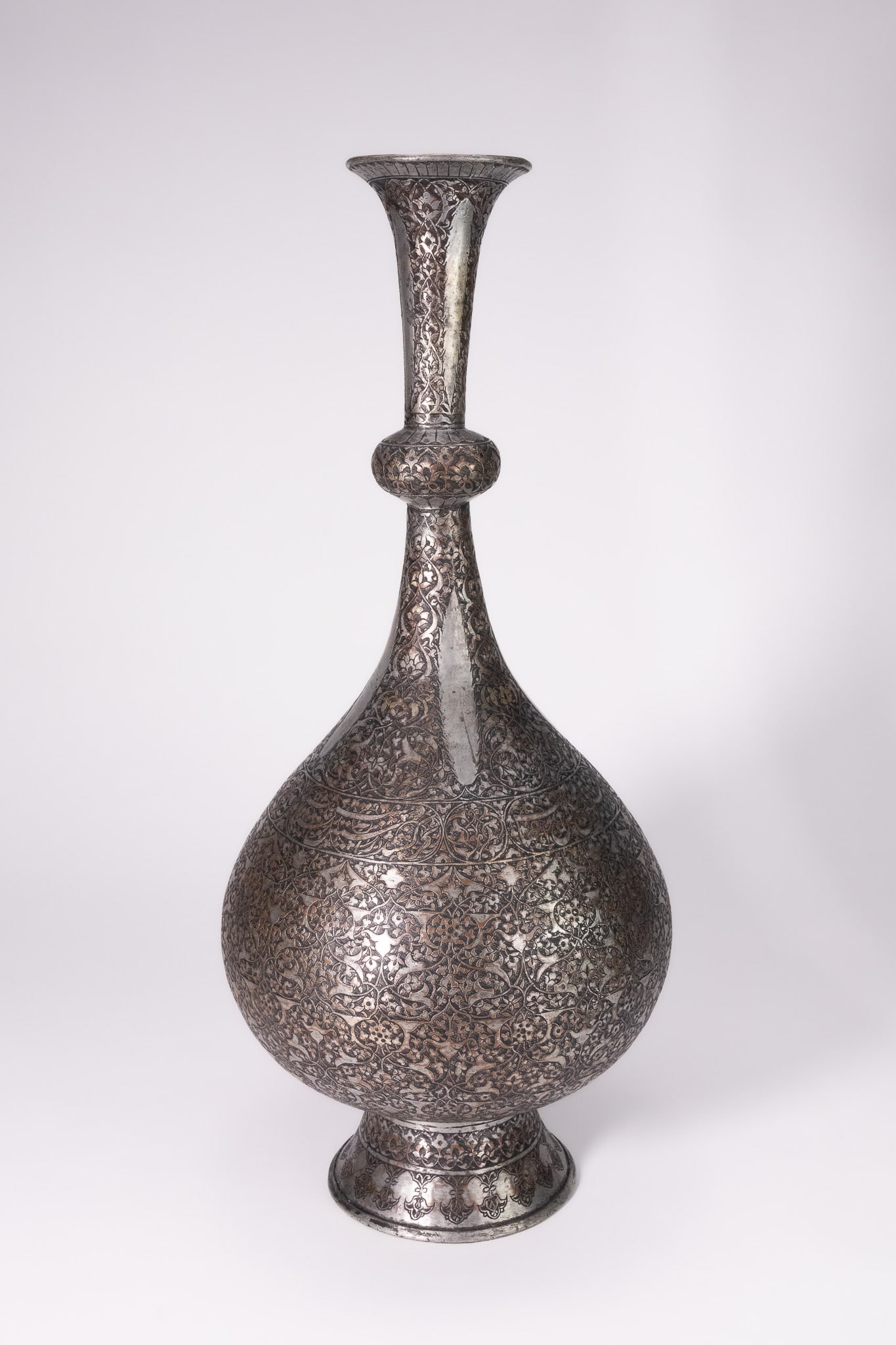 A SAFAVID TINNED COPPER SURAHI OR WATER FLASK, PERSIA, 17TH CENTURY. (1 of 3)