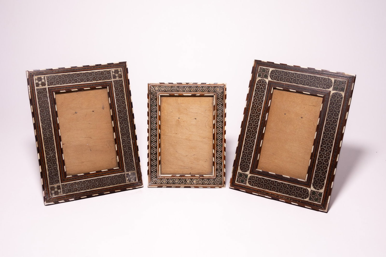 A LOT OF THREE OF PERSIAN KHATAM-KARI INLAID PICTURE FRAMES. (1 of 3)
