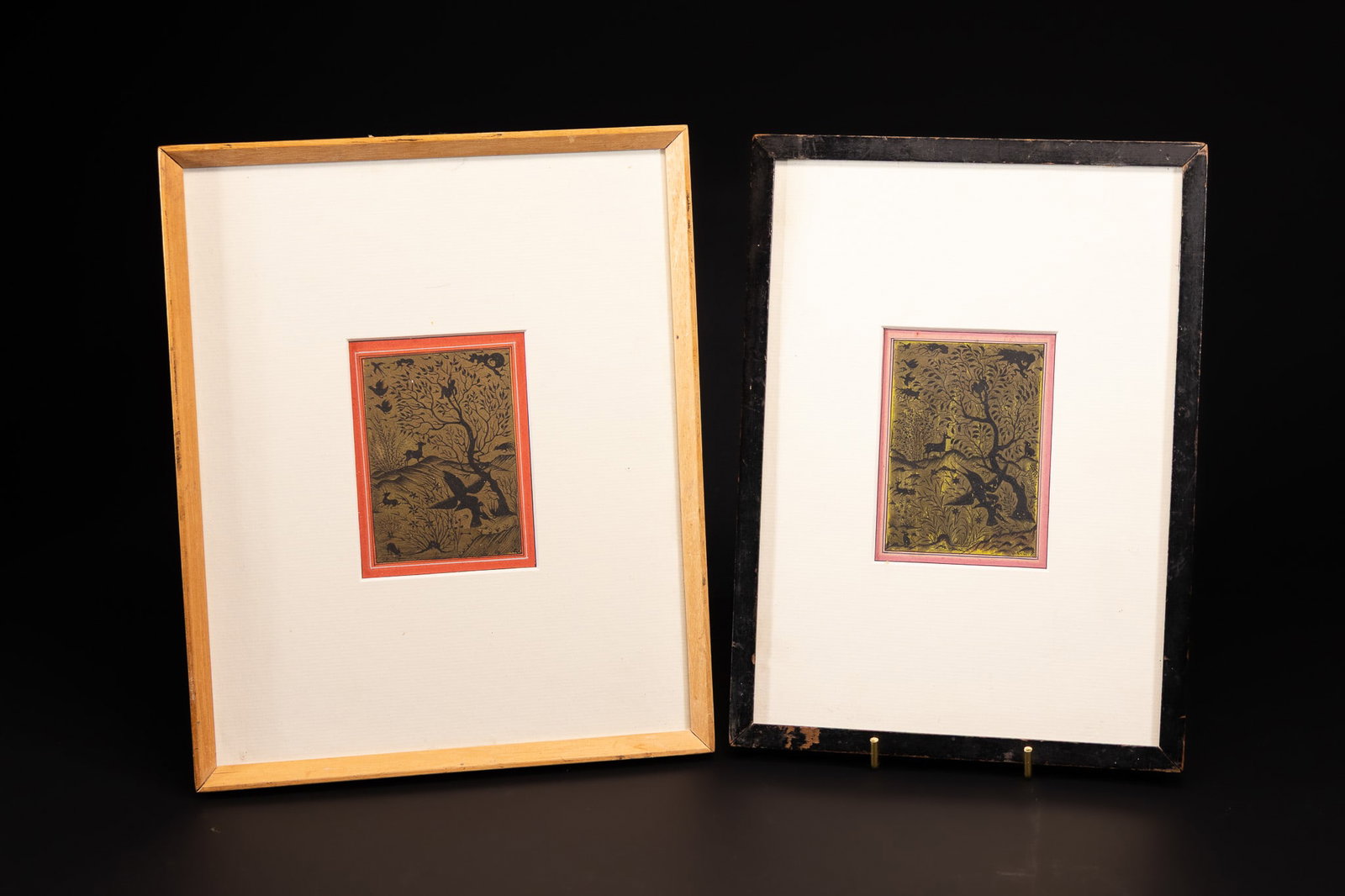 INDO-PERSIAN SCHOOL, 20TH CENTURY, A PAIR OF SAFAVID 'WOODLAND SCENES WITH ANIMALS' (SIGNED). (1 of 10)