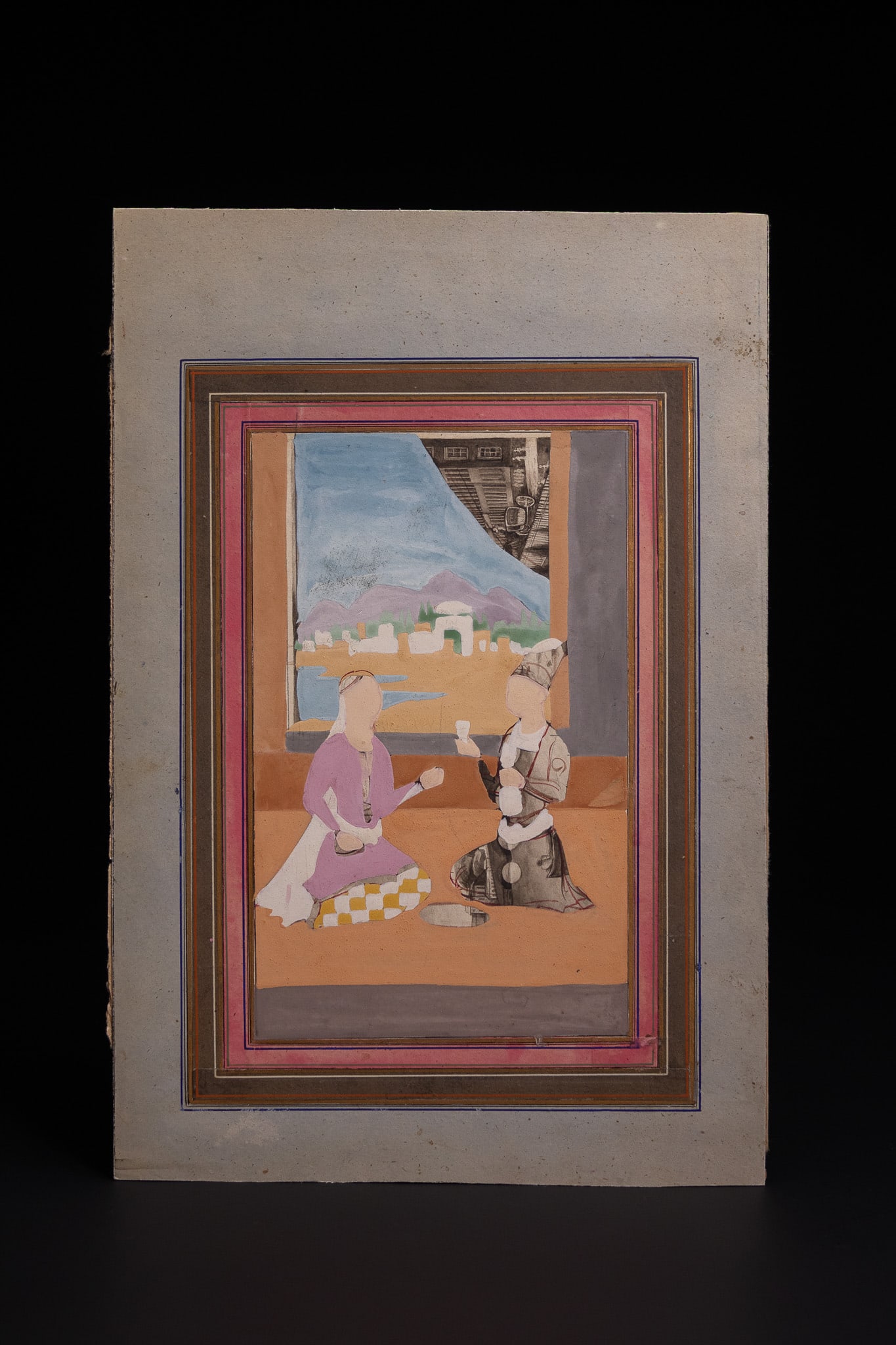 INDO-PERSIAN SCHOOL, CONTEMPORARY 'TWO FIGURES SEATED BEFORE A WINDOW'. (1 of 1)