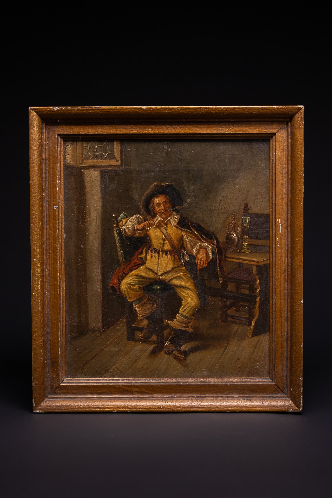 CONTINENTAL SCHOOL, 19TH CENTURY, SEATED CAVALIER IN A TAVERN INTERIOR. (1 of 6)