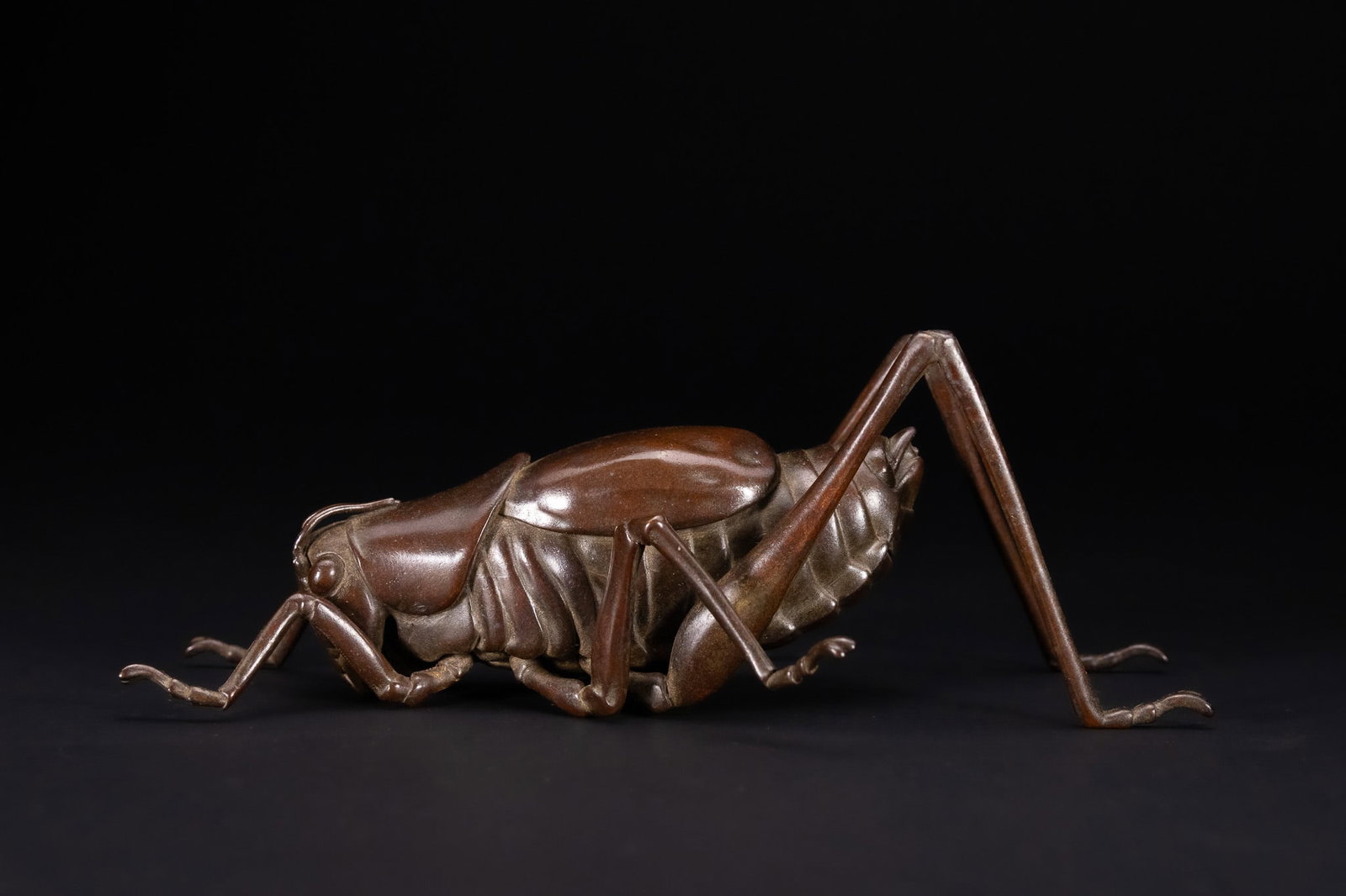 A LARGE JAPANESE BRONZE OKIMONO OF A CRICKET. (1 of 4)