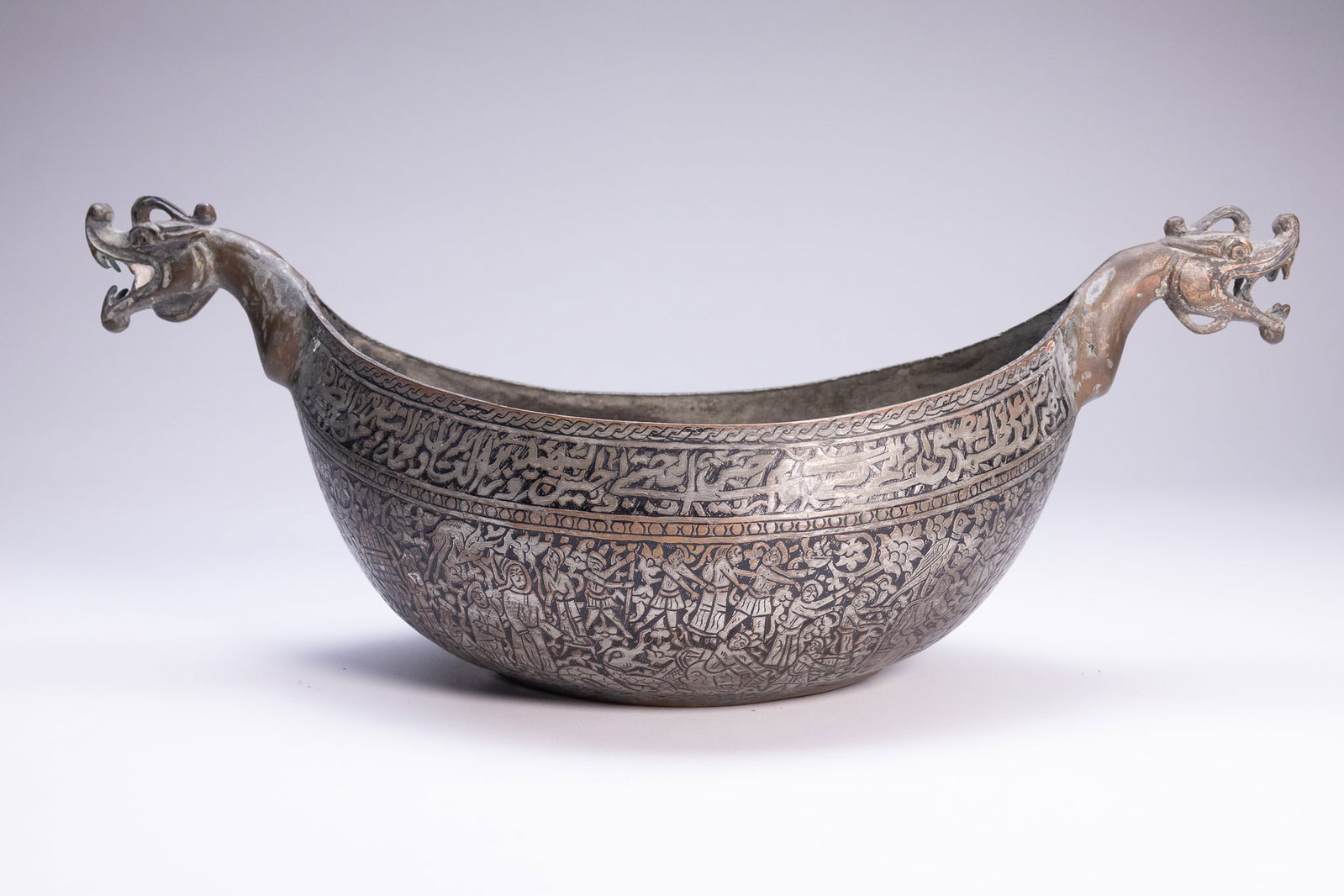 AN INDO-PERSIAN TINNED-COPPER KASHKUL (BEGGING BOWL). - 7