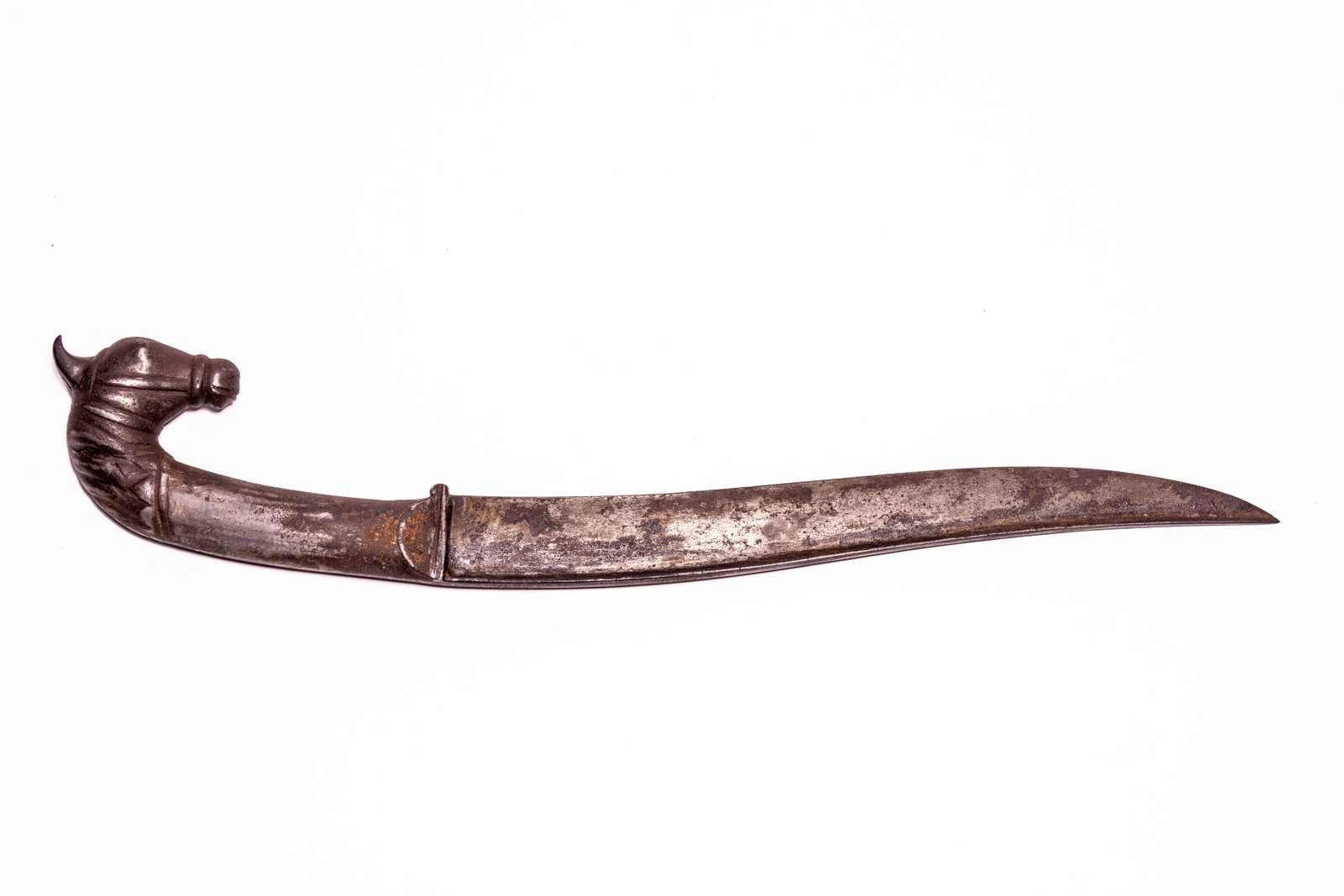 AN INDO-PERSIAN ALL-STEEL KHANJAR WITH ZOOMORPHIC HORSE-HEAD HILT, 18TH-19TH CENTURY. (1 of 2)