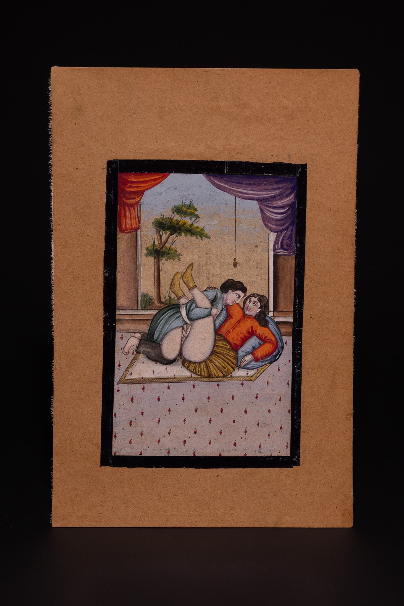 A QAJAR EROTIC MINIATURE PAINTING, 19TH CENTURY. (1 of 1)