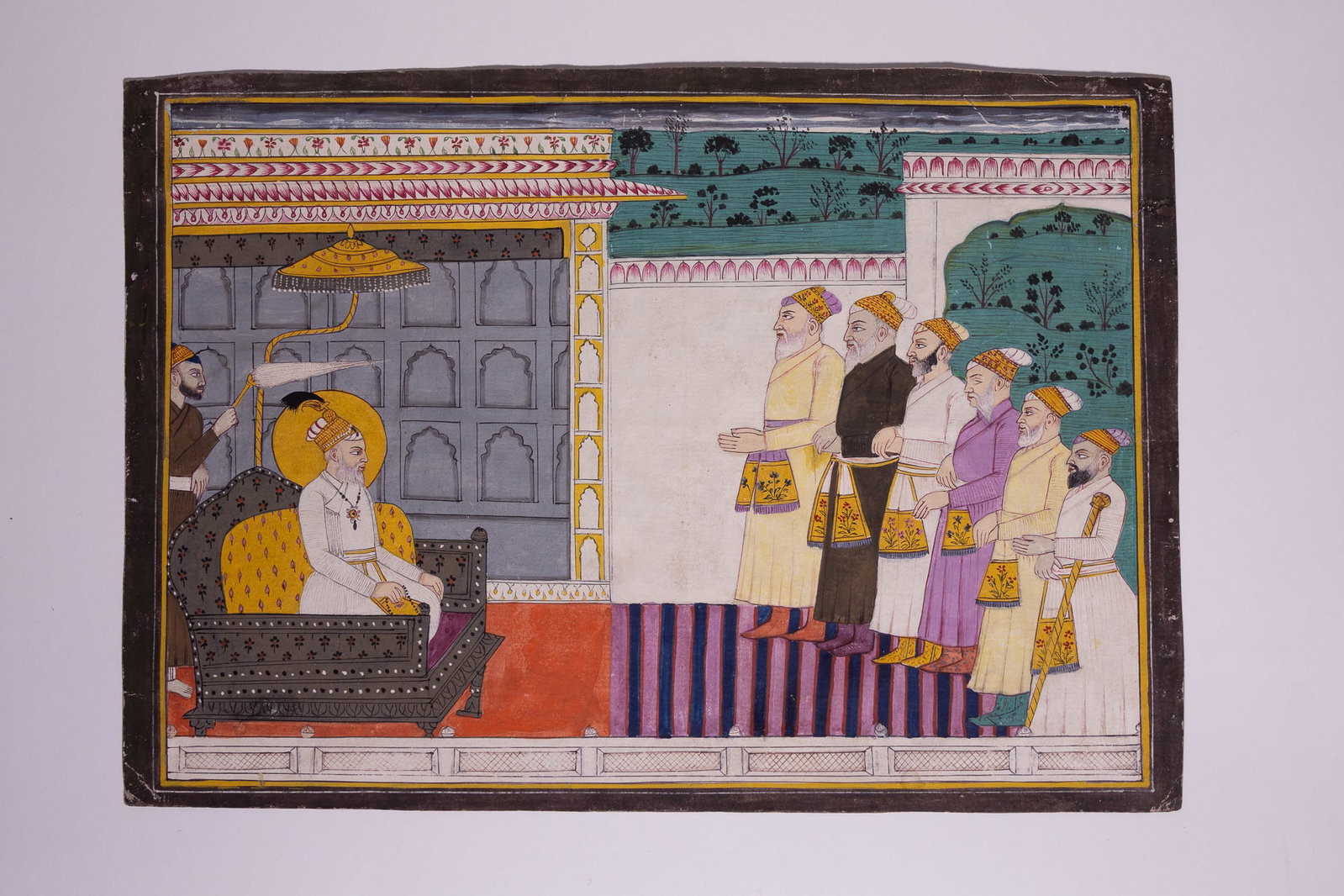 AN INDIAN MINIATURE PAINTING OF A COURTLY AUDIENCE (DARBAR), LATE 18TH OR EARLY 19TH CENTURY. (1 of 1)