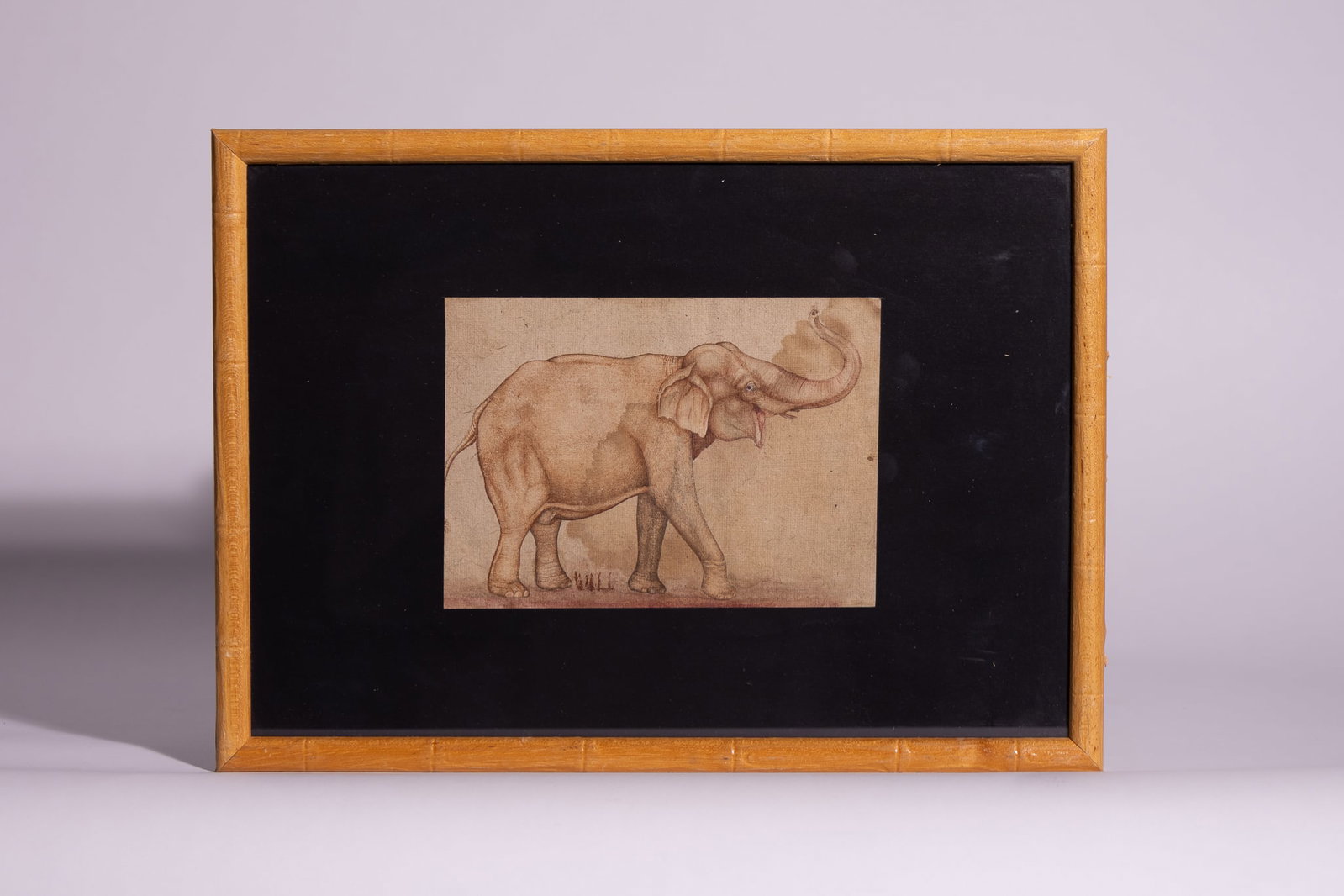 AN INDIAN MUGHAL MONOCHROME DRAWING OF AN ELEPHANT. (1 of 2)