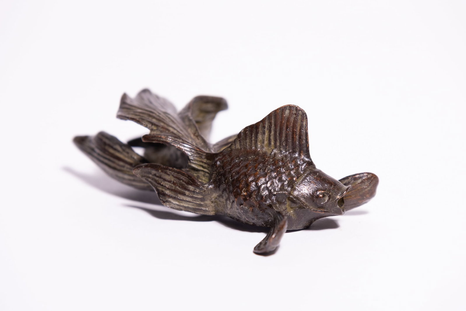 A JAPANESE BRONZE MODEL OF A GOLDFISH. (1 of 5)