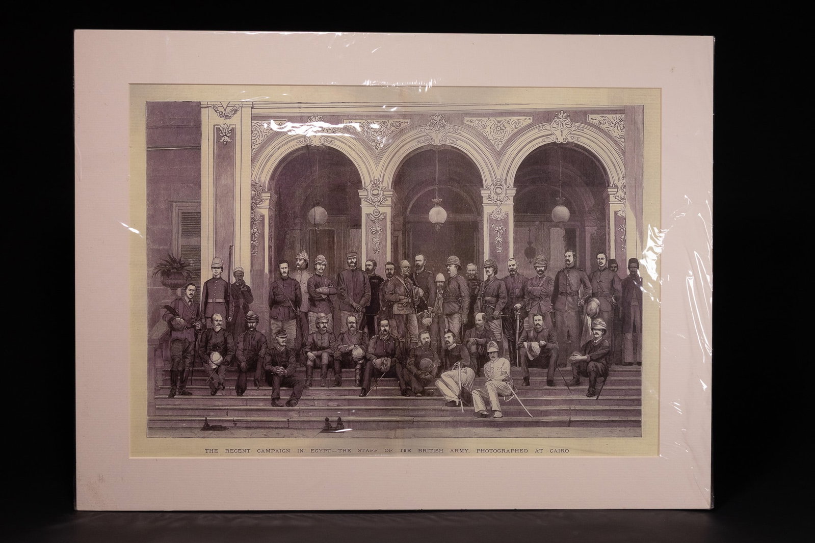 THE RECENT CAMPAIGN IN EGYPT - THE STAFF OF THE BRITISH ARMY, PRINT, LATE 19TH CENTURY.: A 19th-century print illustration, originally published in The Illustrated London News circa 1882. The print depicts a formal group portrait titled The Recent Campaign in Egypt - The Staff of the Brit