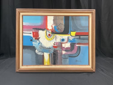 Abstract Modernist Painting Signed (1989) Grenels