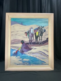 Navajo Land By Moonier - Original Oil On Canvas (24" X 30")