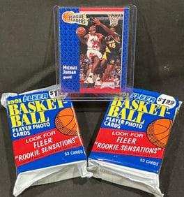 1991 Fleer Basketball Packs With Michael Jordan League Leaders Card