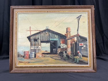Harbor Warehouse Scene by Jerome Gravelle, 1962