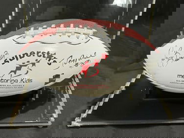 Tim Brown & Jerry Rice Dual-Signed 'Superstars Mentoring Kids' Football Hall of Famers, Big