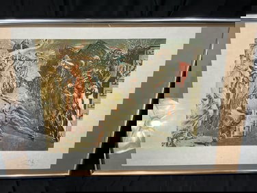 Framed Surrealist Print “Slave Market” 'After Salvador Dalí' (c. mid-20th century)