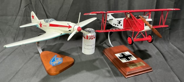 Pair of Vintage Aircraft Display Models: Soviet Yakovlev Yak-3 & Fokker D.VII
