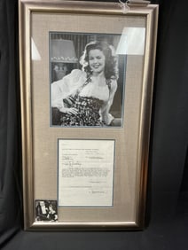 Framed 1949 Shirley Temple Signed Warner Bros. Licensing Contract Display