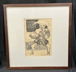Pair of 1966 Ink Drawings -"Ah, Pero Que Buen Musica" & "Ah! La Musica" -Signed Ehrenberg ‚Äô66