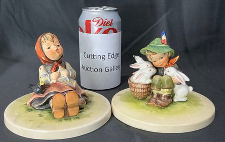Pair of Goebel Hummel Figurines "Chick Girl" Hum 57/0 & "Playful Friends" Hum 58/0, W. Germany