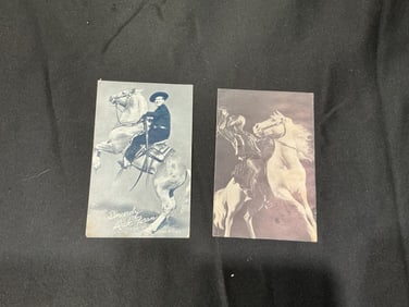 Pair of Vintage Western Cowboy Postcards Featuring Dick Foran and The Lone Ranger