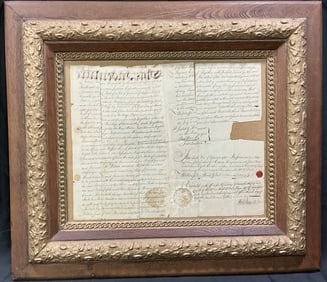 1768 Handwritten Land Indenture Deed, Framed Document