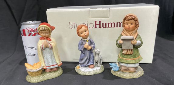 Set of Three Studio Hummel Figurines - "Prayer Girl," "Candle Boy," and "Carol Singer" with Box