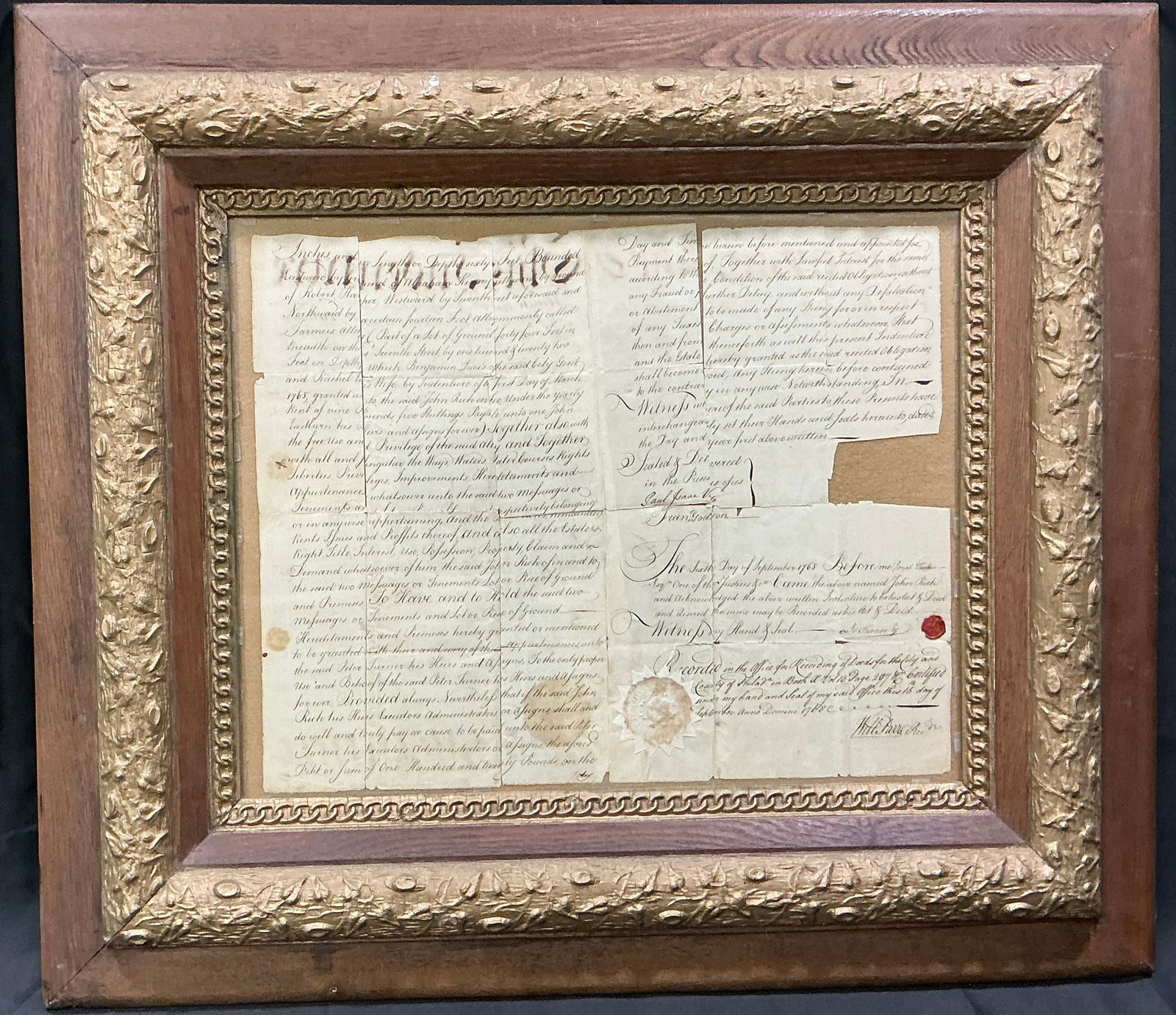 1768 Handwritten Land Indenture Deed, Framed Document (1 of 3)