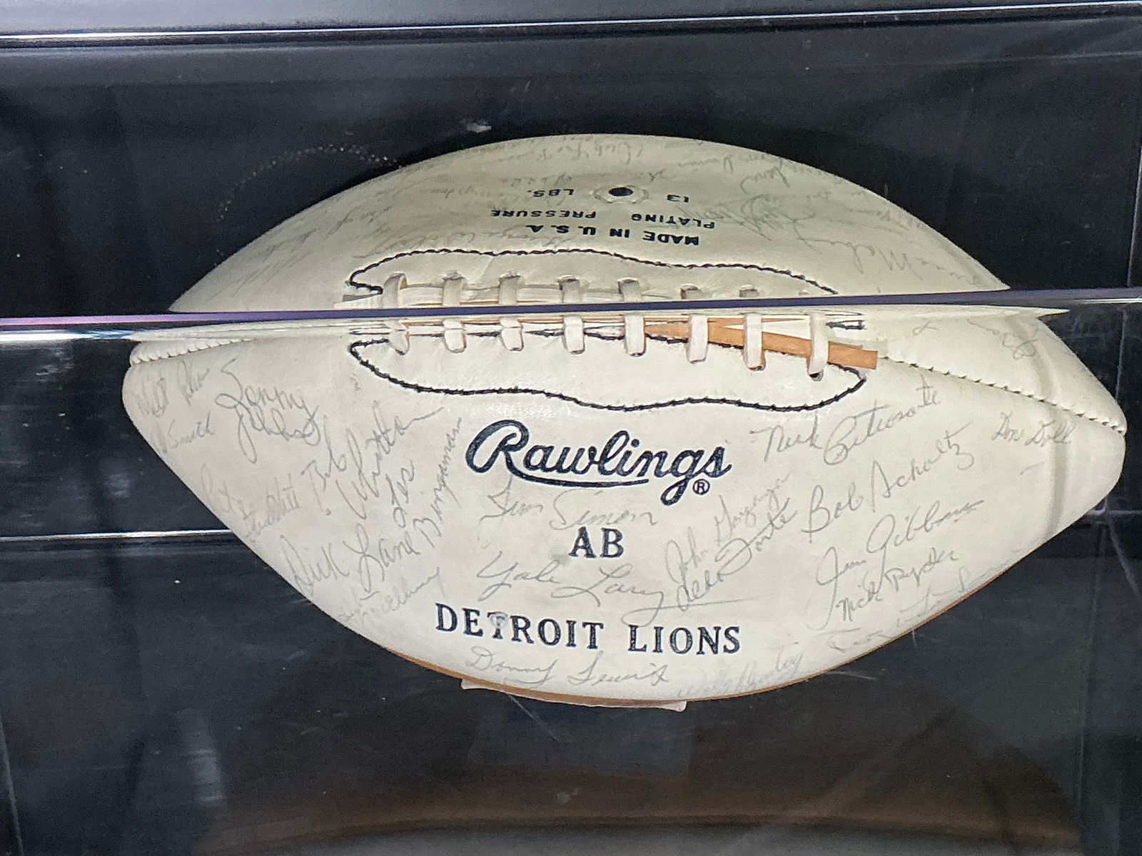 1960s Detroit Lions Team-Signed Rawlings Football (Display Case) (1 of 3)