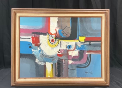 Abstract Modernist Painting Signed (1989) Grenels