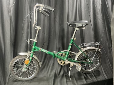 Vintage Green Folding Bicycle with Shimano Components