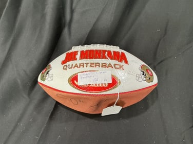 Wilson NFL Football Signed by Joe Montana with Themed 49ers Panel