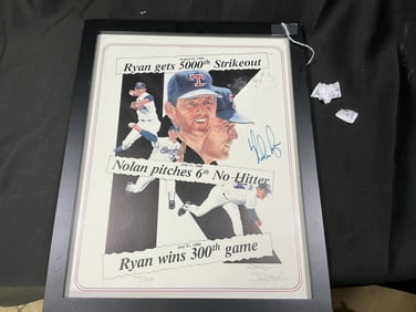 Nolan Ryan Signed Limited Edition Commemorative Print (#722/1500) (Framed)
