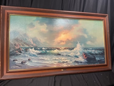 E. Garin "Sea Gull Cove" Large Seascape replicate print on board