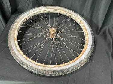 Vintage Schwinn 20-Inch Bicycle Wheel with Whitewall Tire