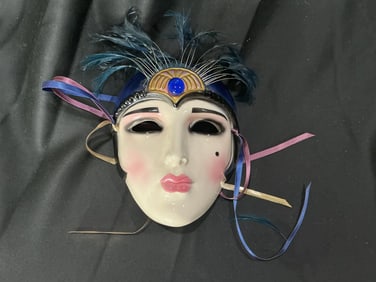 Clay-Art SF USA Venetian-Style Feathered Masquerade Mask