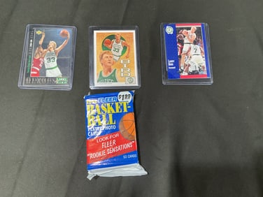 Larry Bird Fleer Basketball Card Group with Unopened 1991 Fleer Pack