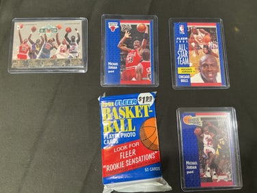 Michael Jordan Fleer All-Star & League Leaders Card Group with Unopened 1991