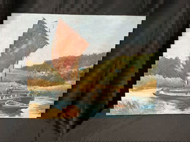 “River Barge” Oil Painting by Kirk Miller