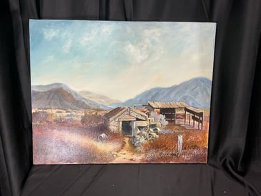 Desert Homestead Landscape Signed Roger Pool
